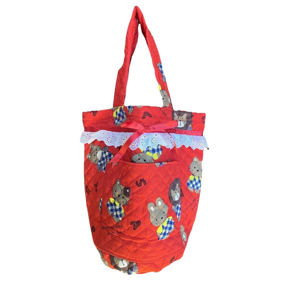 Sanrio Japanese Quilted Happy Holiday With Me Handbag Vintage Rare Cottonflower